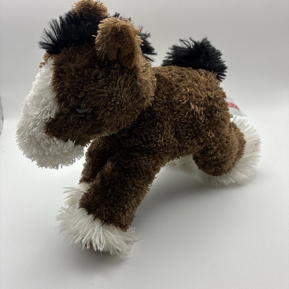 Aurora Mini Flopsies Clydesdale Pony Horse 6" Brown White Black Plush Toy